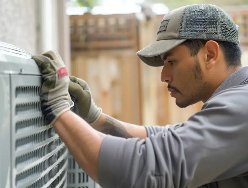 hvac worker repairing ac